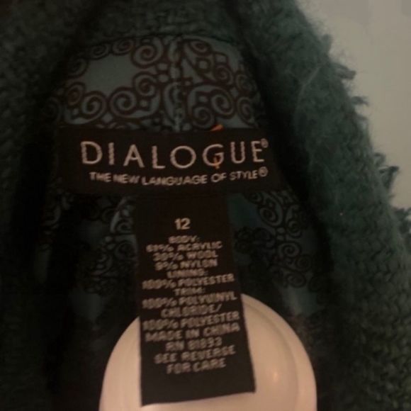 Dialogue Tweed Teal Frayed Wool Blend Blazer size 12 - Picture 12 of 14